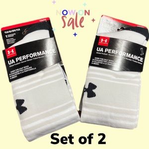 Set of 2 Under Armour Performance Over Calf Soccer Socks White/Gray Yth 13.5K-4Y